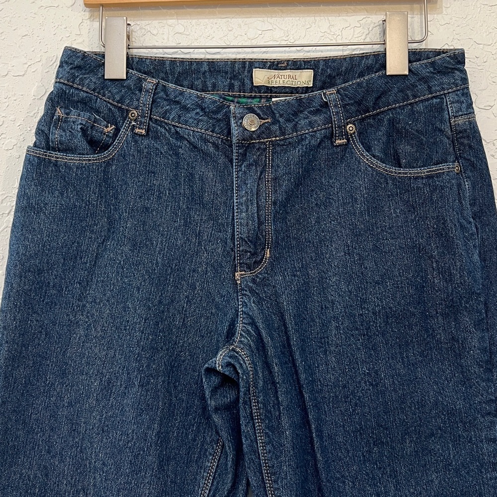 Natural Reflections Plaid Lined Dark Wash Jeans Size 6 - Picture 3 of 13